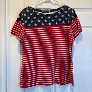 Karen Scott Woman Red, White, And Blue Short Sleeve Boat Neck T-shirt - Size 0X